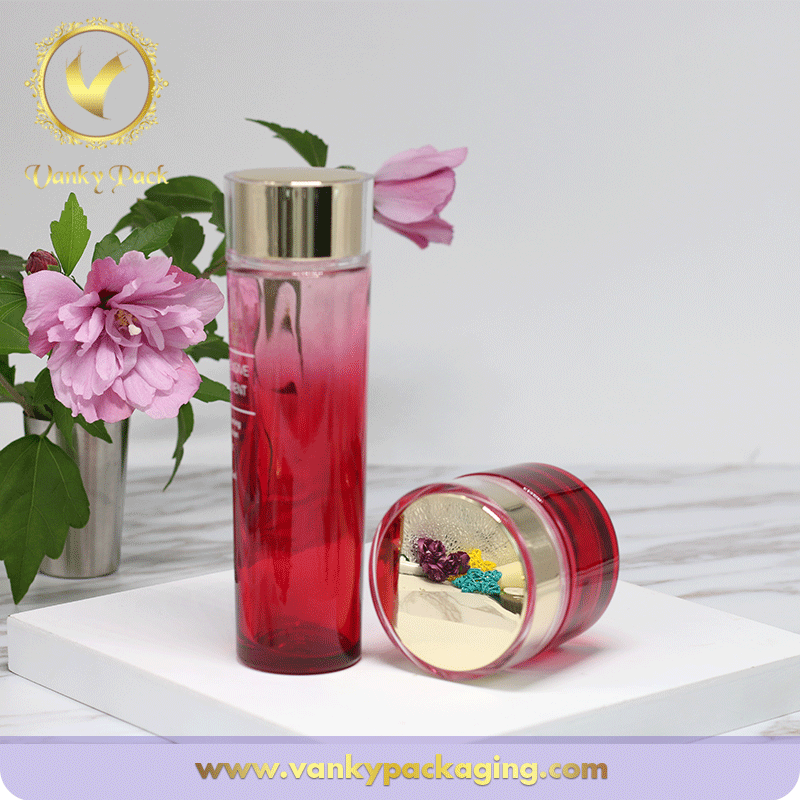 Cosmetic Lotion And Cream Round Glass Bottle And Jar Packaging With Cap